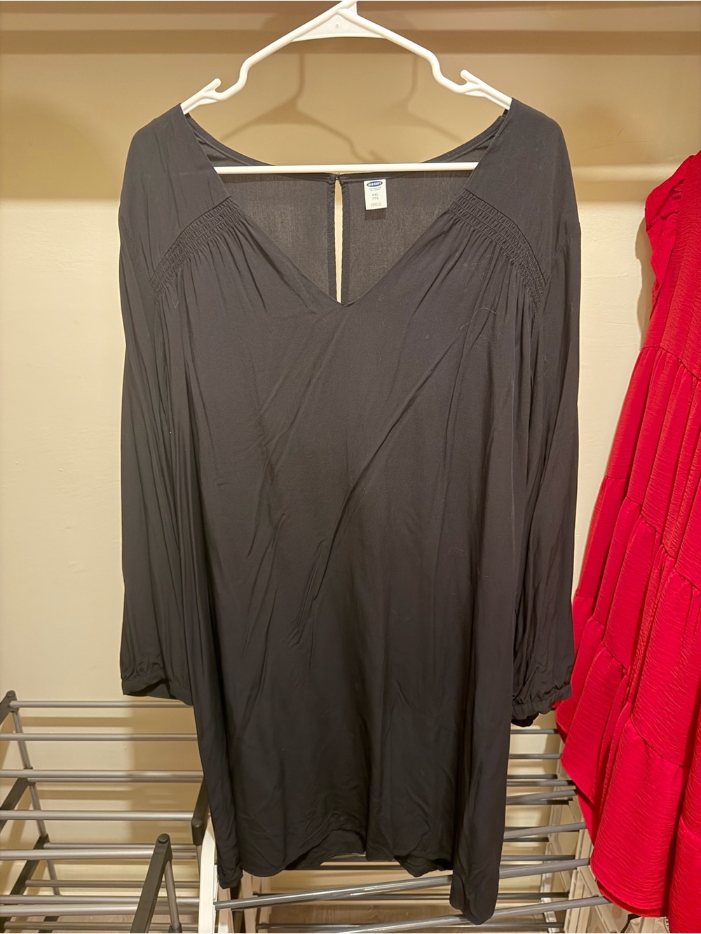 Old Navy Black Long Sleeve V-Neck Dress